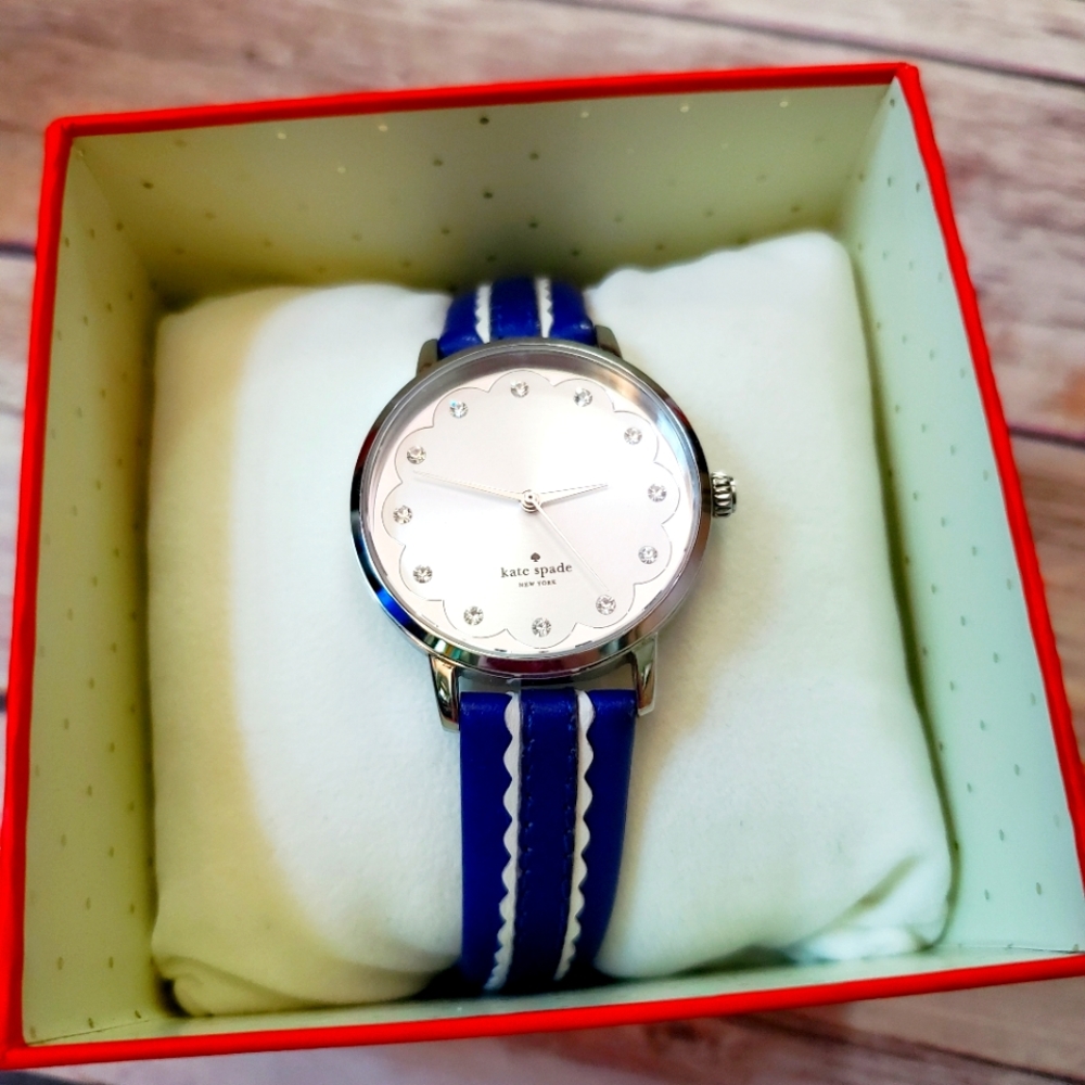 Kate Spade scalloped Live Colorfully navy silver watch